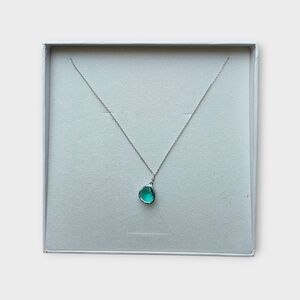 Magnolia Silver Jewellery Necklace – Aqua Glass Pendant – Brand New in Box